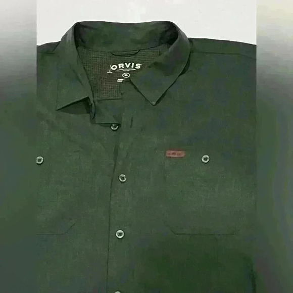 Orvis Men's Green Button Down Short Sleeve Lightweight Classic Shirt Size XL - Picture 2 of 7